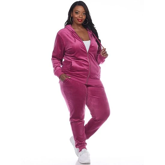 Plus Size White Mark 2-Piece Velour Tracksuit Set Grey 9 Plus Size White Mark 2-Piece Velour Tracksuit Set Grey - Image 7