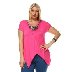 Plus Size White Mark Embellished Tunic Fuchsia 33 Plus Size White Mark Embellished Tunic Fuchsia -White Mark Sales unnamed file 397