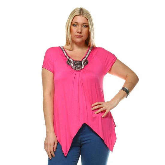 Plus Size White Mark Embellished Tunic Fuchsia 18 Plus Size White Mark Embellished Tunic Fuchsia - Image 16