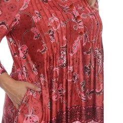 Plus Size White Mark Victorian Print Tunic Top Red -White Mark Sales unnamed file 401