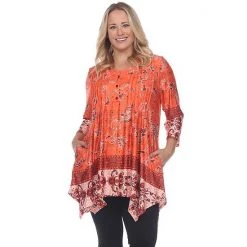 Plus Size White Mark Victorian Print Tunic Top Red -White Mark Sales unnamed file 402