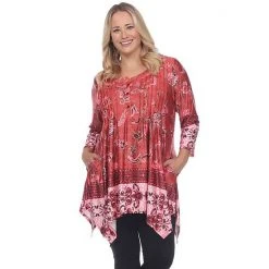 Plus Size White Mark Victorian Print Tunic Top Red -White Mark Sales unnamed file 403