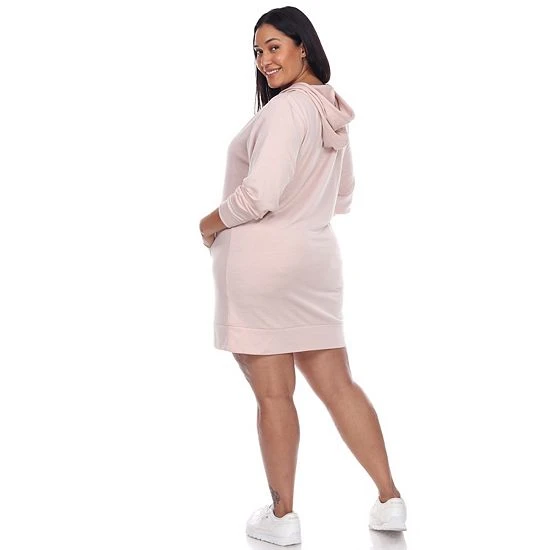 Plus Size White Mark Hooded Sweatshirt Dress Creamsicle 4 Plus Size White Mark Hooded Sweatshirt Dress Creamsicle - Image 2