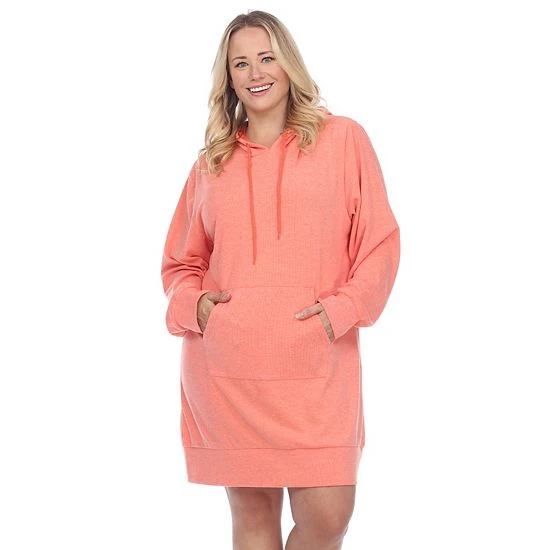 Plus Size White Mark Hooded Sweatshirt Dress Creamsicle 8 Plus Size White Mark Hooded Sweatshirt Dress Creamsicle - Image 6
