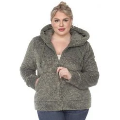 Plus Size White Mark Sherpa Hoodie Denim Blue