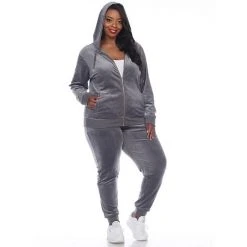 Plus Size White Mark 2-Piece Velour Tracksuit Set Grey 26 Plus Size White Mark 2-Piece Velour Tracksuit Set Grey -White Mark Sales unnamed file 43