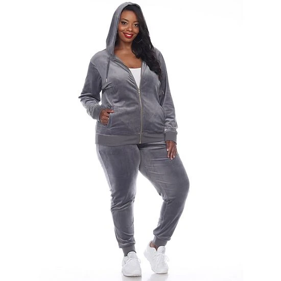 Plus Size White Mark 2-Piece Velour Tracksuit Set Grey 13 Plus Size White Mark 2-Piece Velour Tracksuit Set Grey - Image 11
