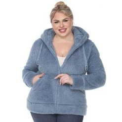 Plus Size White Mark Sherpa Hoodie Denim Blue -White Mark Sales unnamed file 433
