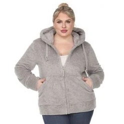 Plus Size White Mark Sherpa Hoodie Denim Blue -White Mark Sales unnamed file 435