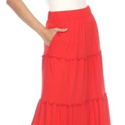Women's White Mark Tiered High-Waisted Maxi Skirt -White Mark Sales unnamed file 441