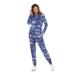 Women's White Mark 2-Piece Top & Bottoms Pajama Set Grey Tie Dye