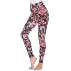 Women's White Mark Holiday Print Leggings White Coral Black -White Mark Sales unnamed file 484