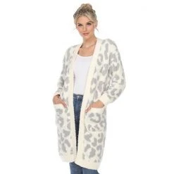 Women's White Mark Leopard Print Cardigan Pink -White Mark Sales unnamed file 535