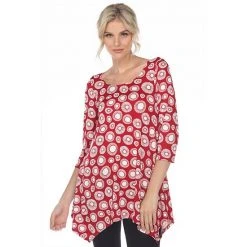 Women's White Mark Print Handkerchief Tunic Top Red -White Mark Sales unnamed file 546