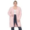 Plus Size White Mark Open-Front Long Sherpa Cardigan Beige -White Mark Sales unnamed file 549