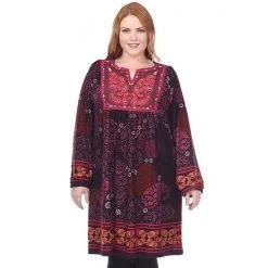 Plus Size White Mark Embroidered Sweater Dress Purple