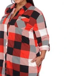 Plus Size White Mark Plaid Tunic Shirt Blue -White Mark Sales unnamed file 57