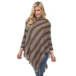 Women's White Mark Hooded Poncho Brown -White Mark Sales unnamed file 576
