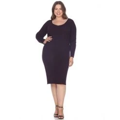 Women's White Mark Stretchy Ribbed Knit Dress Red -White Mark Sales unnamed file 594