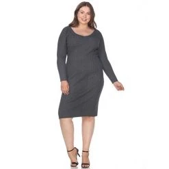 Women's White Mark Stretchy Ribbed Knit Dress Red -White Mark Sales unnamed file 596