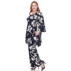 Plus Size White Mark Floral Bell Sleeve Tunic And Pant Set Red -White Mark Sales unnamed file 601