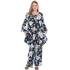 Plus Size White Mark Floral Bell Sleeve Tunic And Pant Set Red -White Mark Sales unnamed file 603