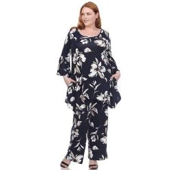 Plus Size White Mark Floral Bell Sleeve Tunic And Pant Set Red -White Mark Sales unnamed file 606