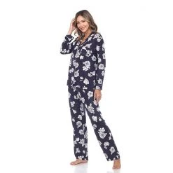 Women's White Mark 2-piece Long Sleeve Pajama Top & Pajama Pants Set Blue -White Mark Sales unnamed file 610