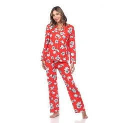 Women's White Mark 2-piece Long Sleeve Pajama Top & Pajama Pants Set Blue -White Mark Sales unnamed file 613