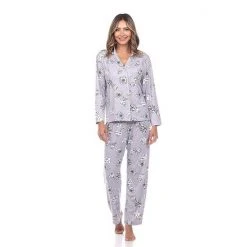 Women's White Mark 2-piece Long Sleeve Pajama Top & Pajama Pants Set Blue -White Mark Sales unnamed file 616