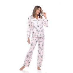 Women's White Mark 2-piece Long Sleeve Pajama Top & Pajama Pants Set Blue -White Mark Sales unnamed file 617