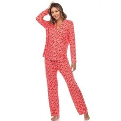 Women's White Mark 2-piece Long Sleeve Pajama Top & Pajama Pants Set Blue -White Mark Sales unnamed file 620
