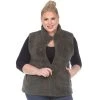 Plus Size White Mark Zip Up Sherpa Vest Army Green
