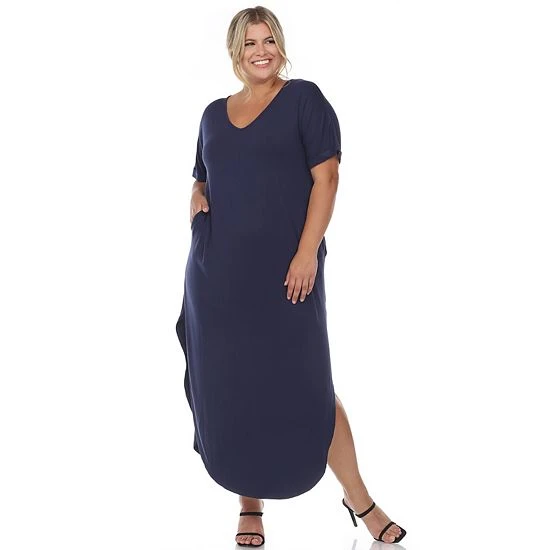 Plus Size White Mark Short Sleeve V-Neck Maxi Dress Charcoal 9 Plus Size White Mark Short Sleeve V-Neck Maxi Dress Charcoal - Image 7