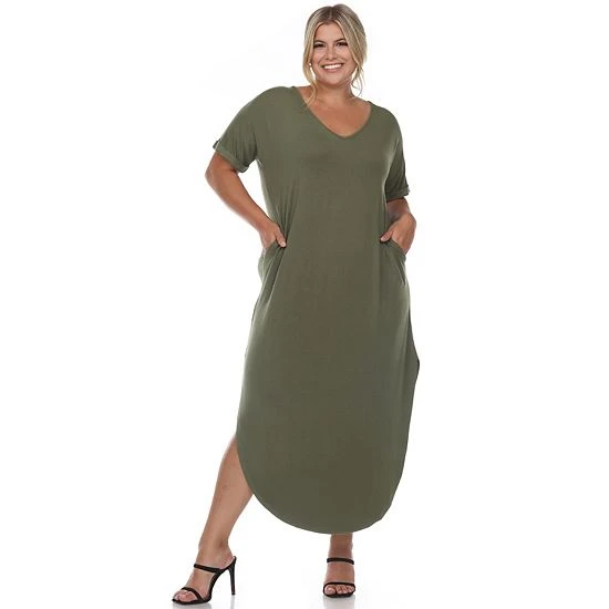 Plus Size White Mark Short Sleeve V-Neck Maxi Dress Charcoal 13 Plus Size White Mark Short Sleeve V-Neck Maxi Dress Charcoal - Image 11