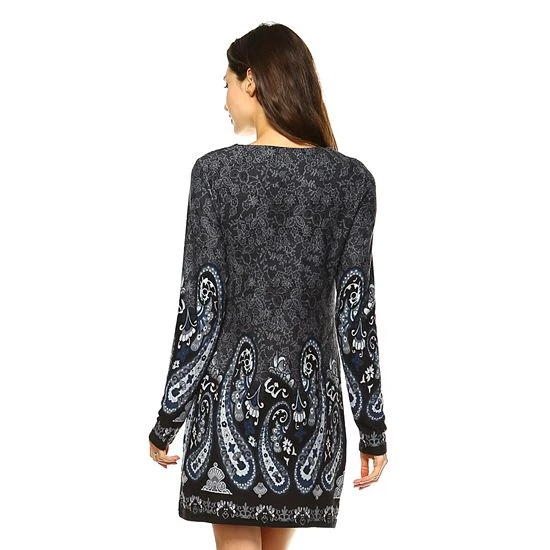 Women's White Mark Paisley Embroidered Sweaterdress Brick Red 4 Women's White Mark Paisley Embroidered Sweaterdress Brick Red - Image 2