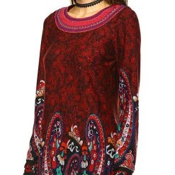 Women's White Mark Paisley Embroidered Sweaterdress Brick Red 11 Women's White Mark Paisley Embroidered Sweaterdress Brick Red -White Mark Sales unnamed file 669