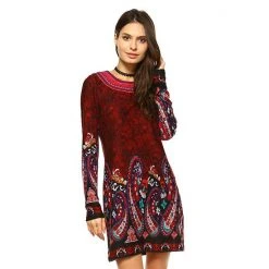 Women's White Mark Paisley Embroidered Sweaterdress Brick Red 14 Women's White Mark Paisley Embroidered Sweaterdress Brick Red -White Mark Sales unnamed file 672