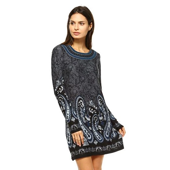 Women's White Mark Paisley Embroidered Sweaterdress Brick Red 9 Women's White Mark Paisley Embroidered Sweaterdress Brick Red - Image 7