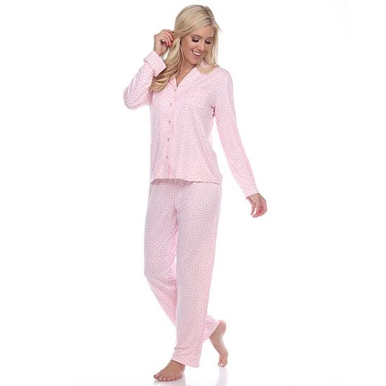 Women's White Mark 2-Piece Top & Bottoms Pajama Set Pink 5 Women's White Mark 2-Piece Top & Bottoms Pajama Set Pink - Image 3