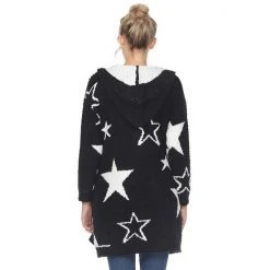 Women's White Mark Star Print Hooded Cardigan Camel White Stars -White Mark Sales unnamed file 706