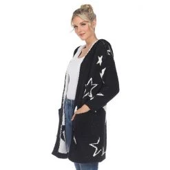 Women's White Mark Star Print Hooded Cardigan Camel White Stars -White Mark Sales unnamed file 707