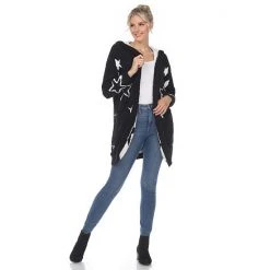 Women's White Mark Star Print Hooded Cardigan Camel White Stars -White Mark Sales unnamed file 708