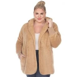 Plus Size White Mark Plush Hooded Cardigan Navy -White Mark Sales unnamed file 762