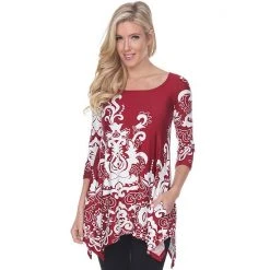 Women's White Mark Yanette Tunic Top White Navy -White Mark Sales unnamed file 793