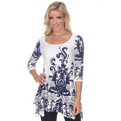 Women's White Mark Yanette Tunic Top White Navy -White Mark Sales unnamed file 794
