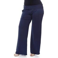 Plus Size White Mark Solid Palazzo Pants Black White Paisley