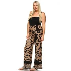 Plus Size White Mark Solid Palazzo Pants Black White Paisley -White Mark Sales unnamed file 798