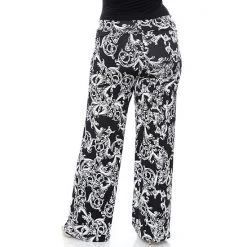 Plus Size White Mark Solid Palazzo Pants Black White Paisley -White Mark Sales unnamed file 802