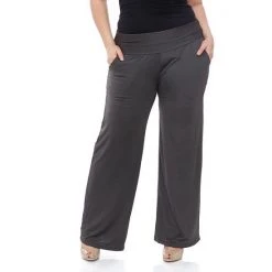 Plus Size White Mark Solid Palazzo Pants Black White Paisley -White Mark Sales unnamed file 810